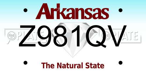 Z981QV Arkansas License Plate