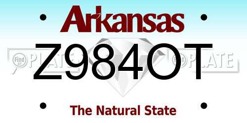 Z984OT Arkansas License Plate