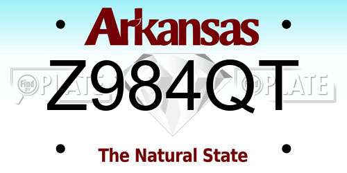 Z984QT Arkansas License Plate