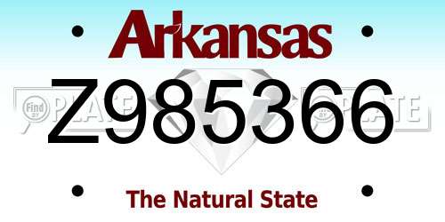 Z985366 Arkansas License Plate