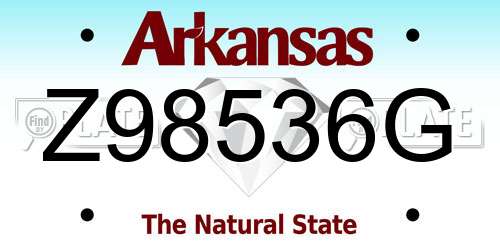 Z98536G Arkansas License Plate