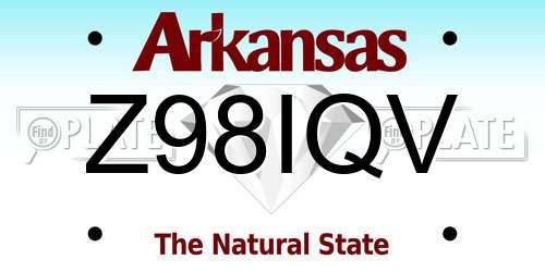 Z98IQV Arkansas License Plate