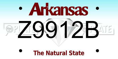 Z9912B Arkansas License Plate