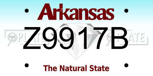 Z9917B Arkansas License Plate