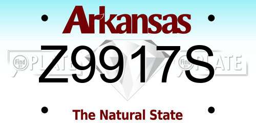 Z9917S Arkansas License Plate