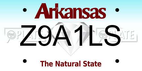 Z9A1LS Arkansas License Plate