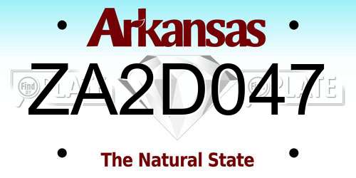 ZA2D047 Arkansas License Plate