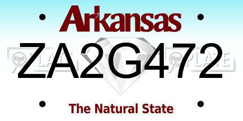 ZA2G472 Arkansas License Plate