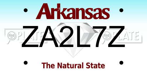 ZA2L7Z Arkansas License Plate
