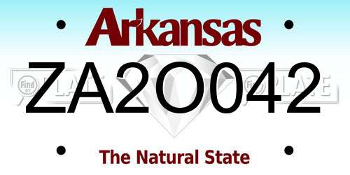 ZA2O042 Arkansas License Plate