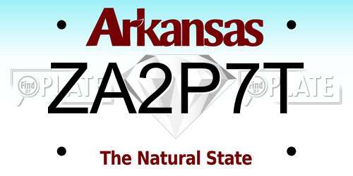 ZA2P7T Arkansas License Plate
