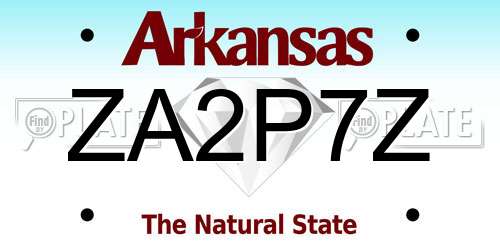 ZA2P7Z Arkansas License Plate