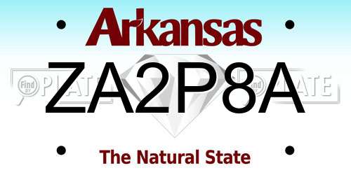 ZA2P8A Arkansas License Plate