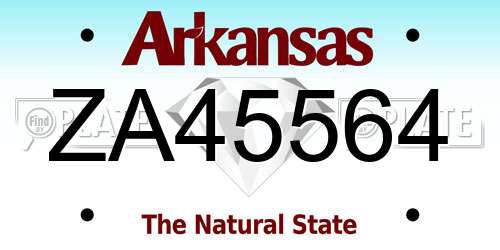 ZA45564 Arkansas License Plate