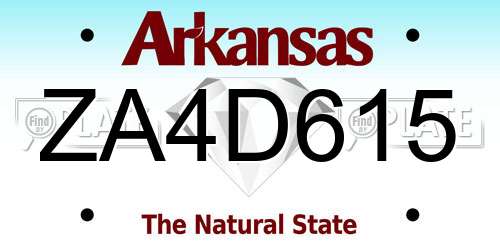 ZA4D615 Arkansas License Plate