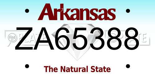 ZA65388 Arkansas License Plate