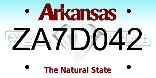 ZA7D042 Arkansas License Plate