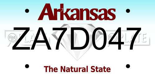 ZA7D047 Arkansas License Plate