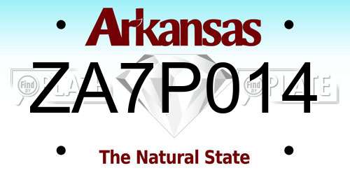 ZA7P014 Arkansas License Plate