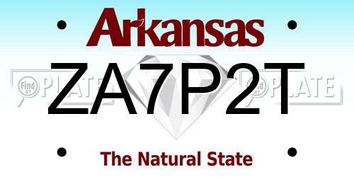 ZA7P2T Arkansas License Plate