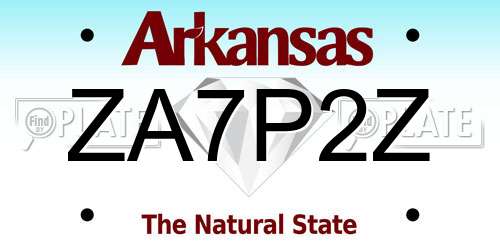 ZA7P2Z Arkansas License Plate