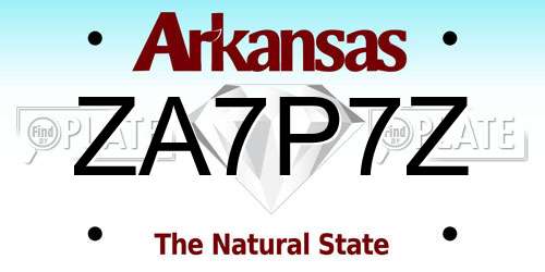 ZA7P7Z Arkansas License Plate