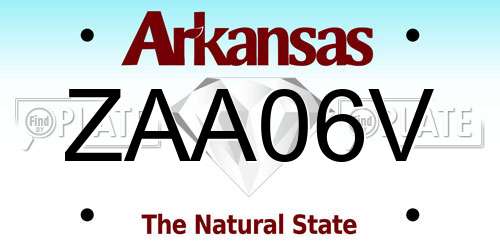 ZAA06V Arkansas License Plate