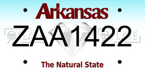 ZAA1422 Arkansas License Plate