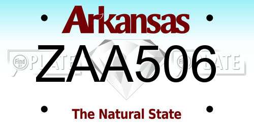 ZAA506 Arkansas License Plate