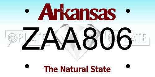 ZAA806 Arkansas License Plate
