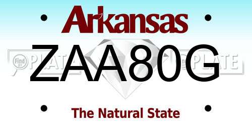 ZAA80G Arkansas License Plate