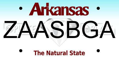 ZAASBGA Arkansas License Plate