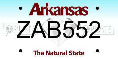 ZAB552 Arkansas License Plate