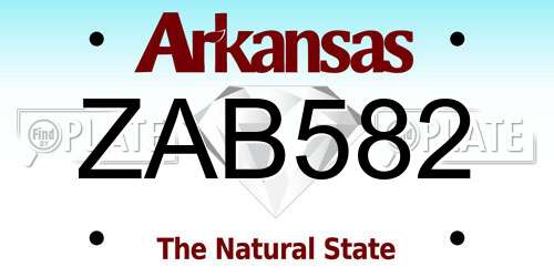 ZAB582 Arkansas License Plate