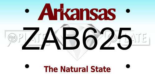 ZAB625 Arkansas License Plate