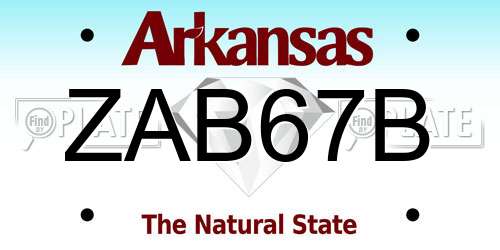 ZAB67B Arkansas License Plate