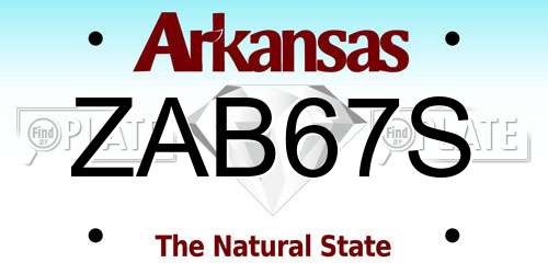 ZAB67S Arkansas License Plate