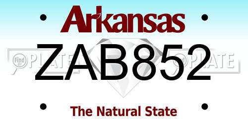 ZAB852 Arkansas License Plate