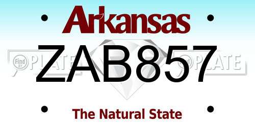 ZAB857 Arkansas License Plate