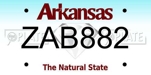 ZAB882 Arkansas License Plate