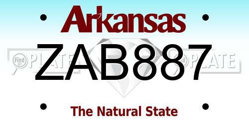 ZAB887 Arkansas License Plate
