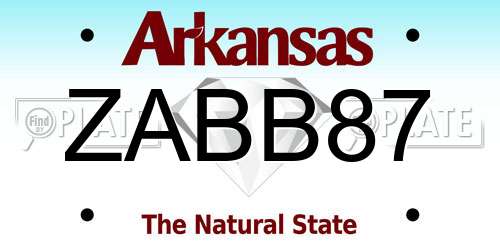 ZABB87 Arkansas License Plate