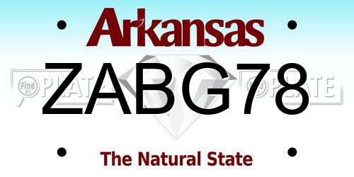 ZABG78 Arkansas License Plate