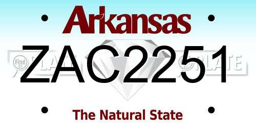 ZAC2251 Arkansas License Plate