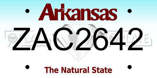ZAC2642 Arkansas License Plate