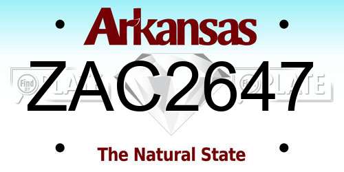 ZAC2647 Arkansas License Plate