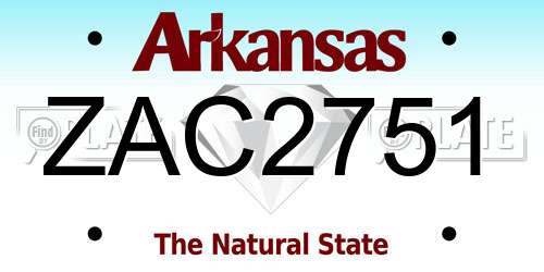 ZAC2751 Arkansas License Plate