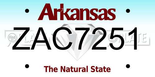 ZAC7251 Arkansas License Plate