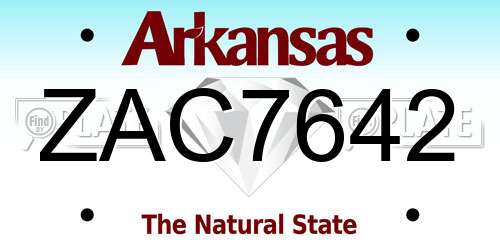 ZAC7642 Arkansas License Plate