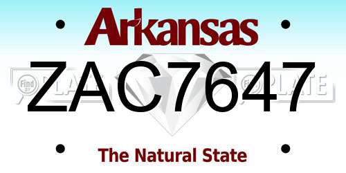ZAC7647 Arkansas License Plate